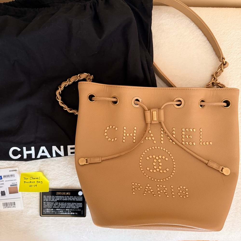 Chanel Tan 2019 Deauville Bucket Bag
